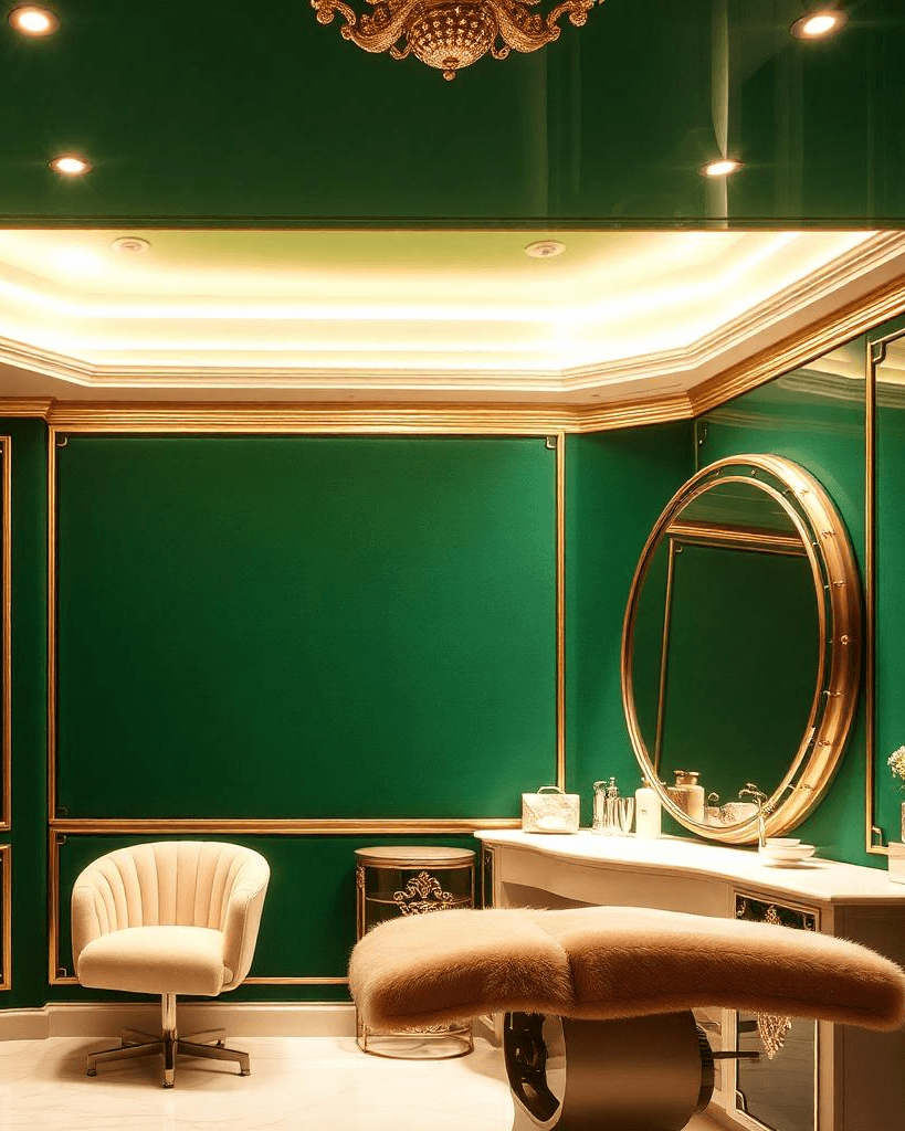 AQUI Studio — Behandlungsraum in Smaragd und Gold